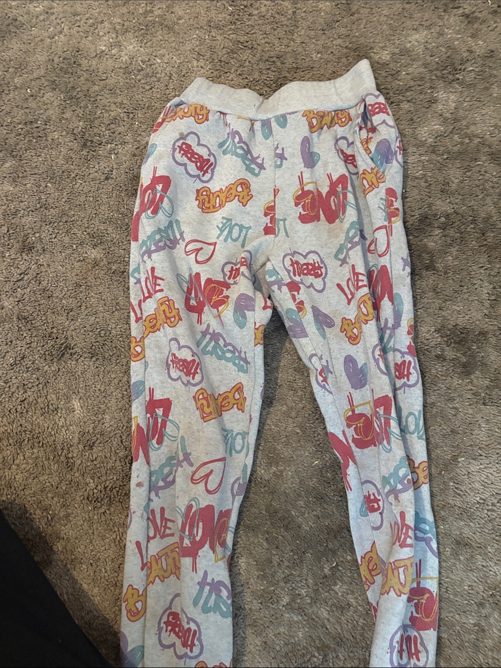 Graffiti Print Jogger Pants - Multicolor